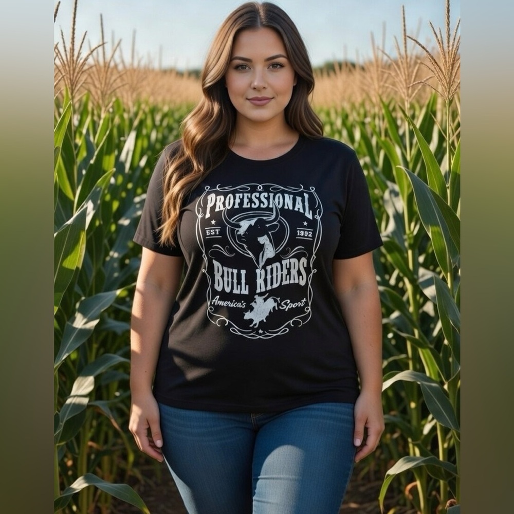 Women's sz 1x Professional Bull Riders Black T-Shirt